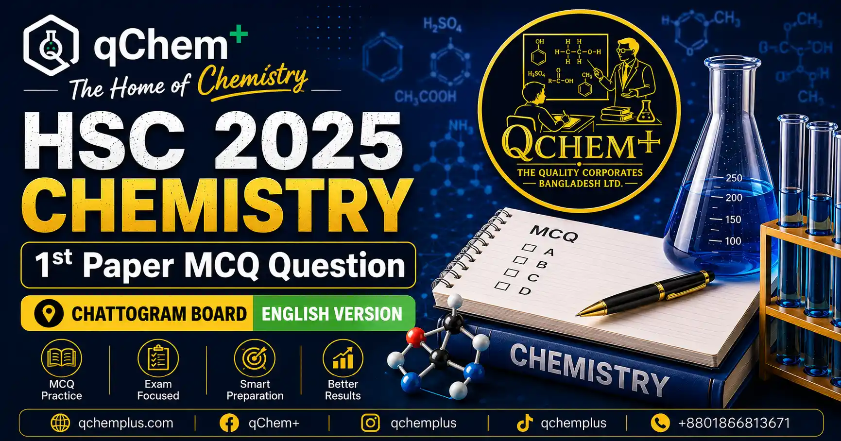 HSC 2025 Chemistry 1st Paper MCQ Question Chattogram Board English Version